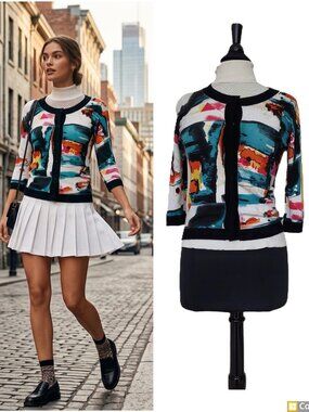 Joseph A cardigan. Size PM. 75% Rayon, 25% Nylon.